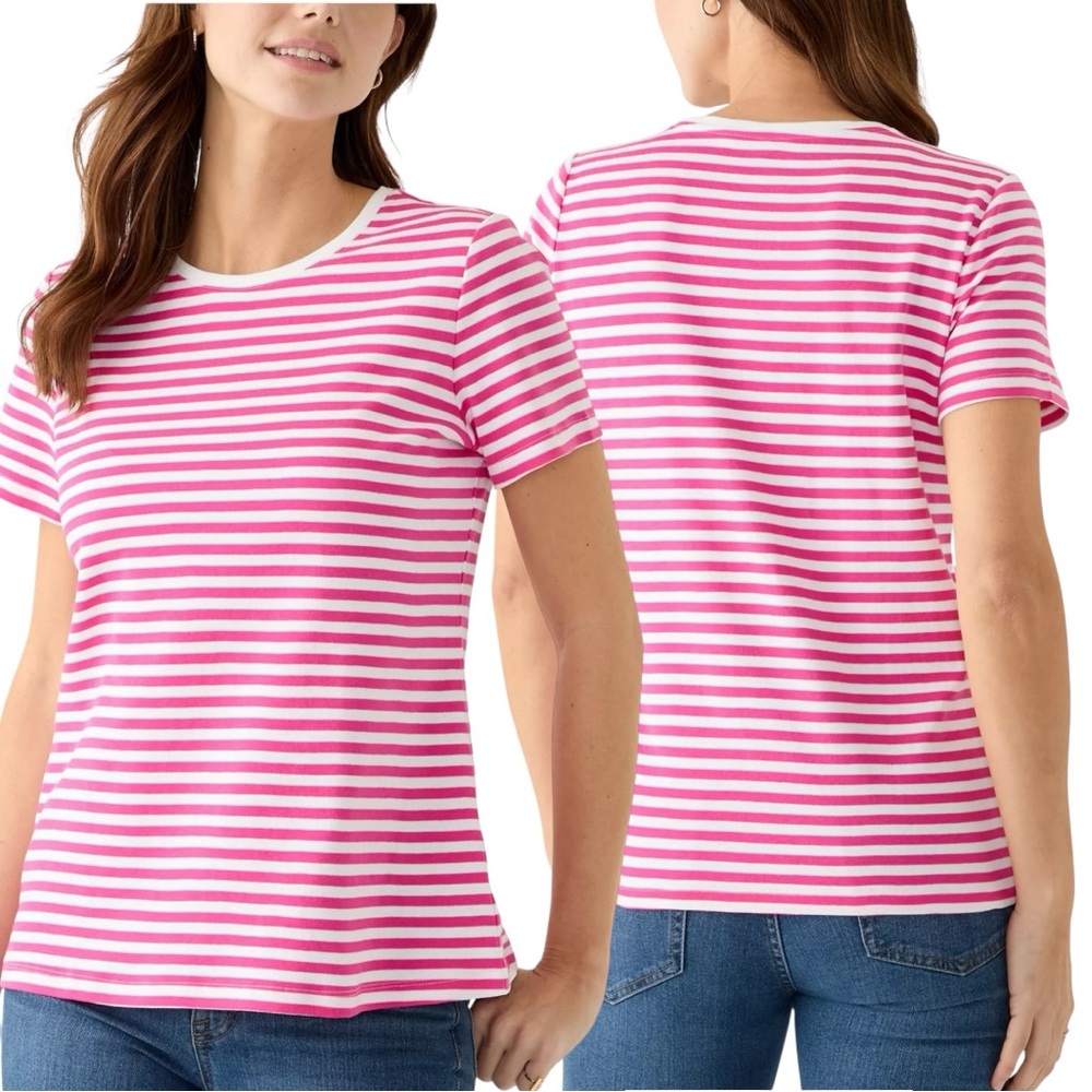 NWT Kim Rogers Pink Stripe Tee